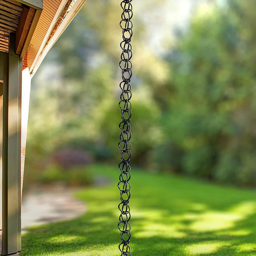 Monarch 8-1/2 ft. Black Powder Coated Aluminum Ring Rain Chain Functional