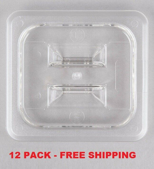 12 PACK 1/6 Size PAN LID Clear Plastic Steam Prep Table Food Polycarbonate Cover