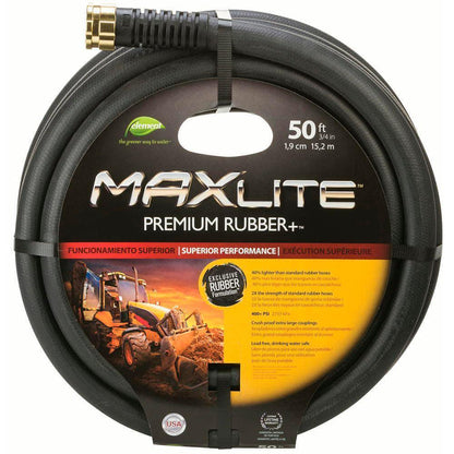 Maxlite 3/4 In. X 50 Ft. Heavy-Duty Premium Rubber plus Water Hose