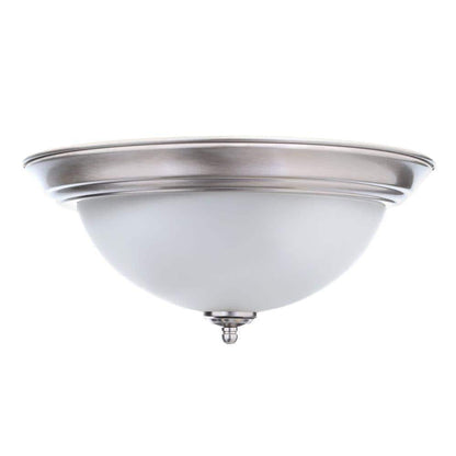 Ceiling Light Fixture Frosted Glass Shade Flush Mount 2-Pack 11" Brushed Nickel