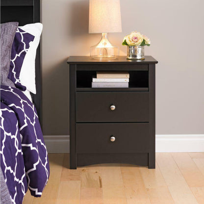 Sonoma 2-Drawer Black Nightstand Night Stand Bedside End Table Bed Side Storage