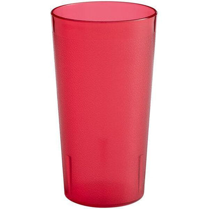 (Set of 12) 16 oz. Red Round Pebbled Plastic Restaurant Drinking Cup Tumbler