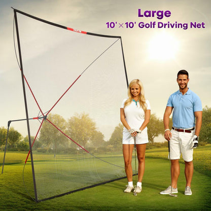 Net Playz 10 ft Golf Practice Auto Net Easy angle Adjustment Telescope Ball Stop