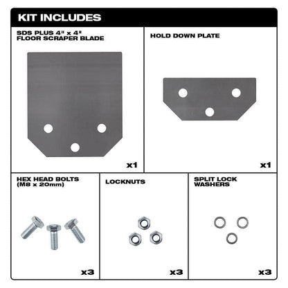 SDS-PLUS Floor Scraper Replacement Kit Flexible Blade Carpet Laminate Linoleum