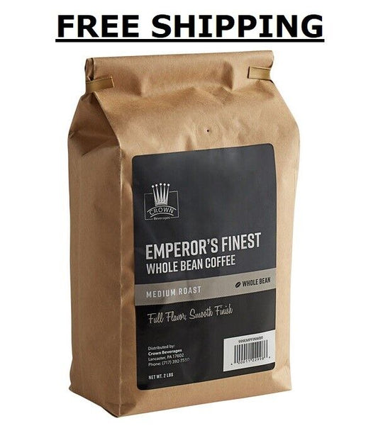 (Set of 5) 2 lb. Emperor's Finest Whole Bean Coffee Bulk Bag Medium Roast Bean