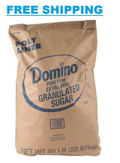 Domino Pure Cane Extra Fine Granulated Sugar Bulk 50 lb. Bag Restaurant Supply