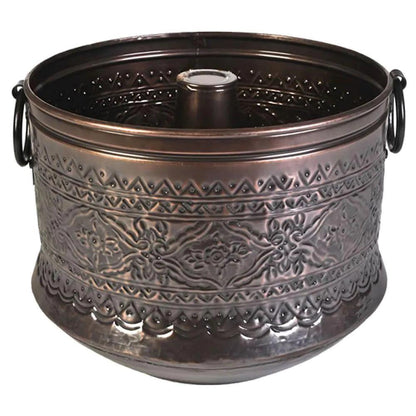 150 Ft Embossed Bronze Antique Finish Hose Holder Pot Storage Container 17Wx14H