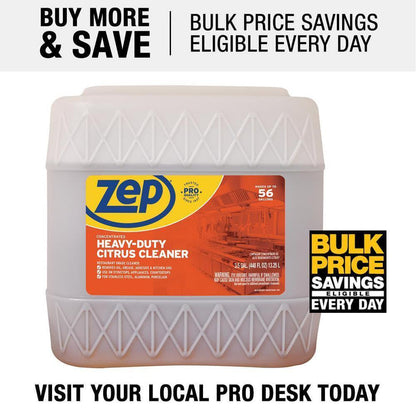 Zep Heavy-Duty Citrus Cleaner Degreaser 3.5 Gallon Grease Grime Stains