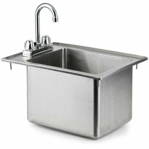 10" x 14" x 10" Stainless Steel Drop In Sink Commercial Hand Wash Bar W/ FAUCET