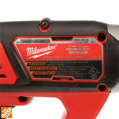 Milwaukee M18 18-Volt Li-Ion Cordless 18-Gauge Double Cut Metal Shear Tool-Only