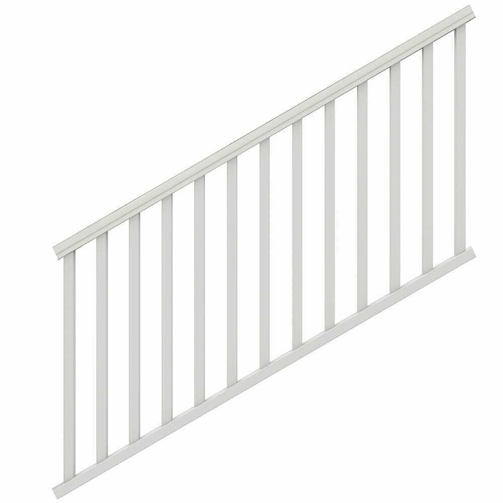 Outdoor Stair Railing Kit White 6 ft. x 36 in. Vinyl Rail Deck Porch Balusters