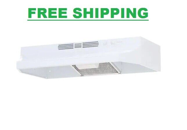 Ductless Under Cabinet Range Hood Incandescent Light 30 Inch 2 Fan Speed White