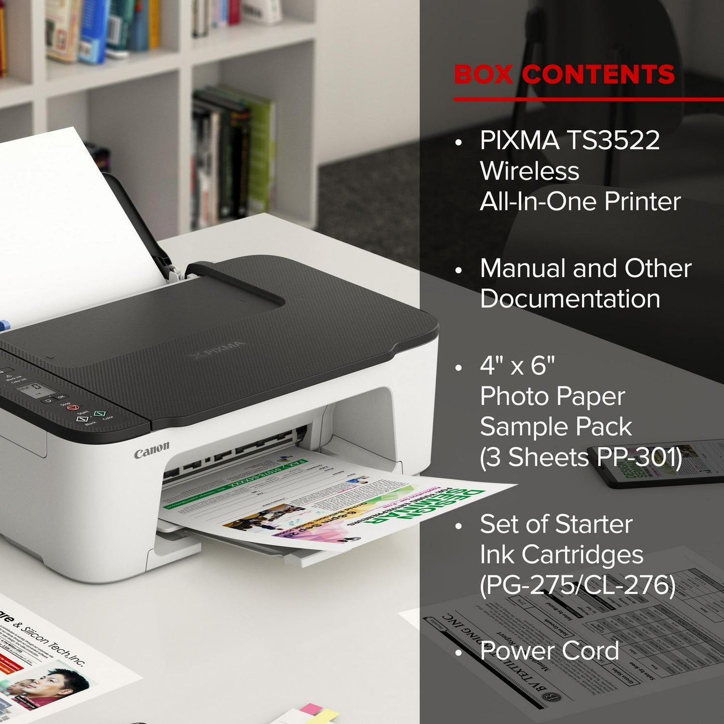 Canon PIXMA TS3522 All-in-One Inkjet Wireless Scanner Printer with Ink included