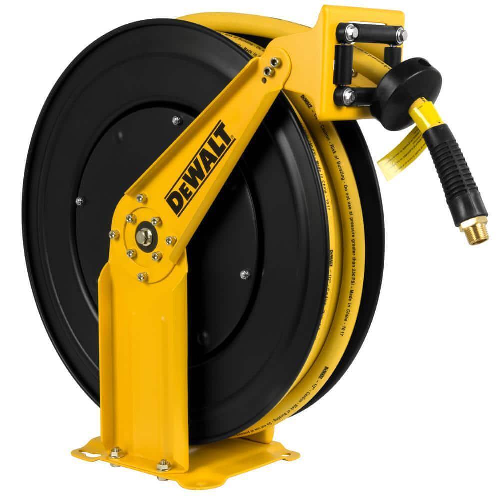 Double Arm Auto Retracting Air Hose Reel 1/2 In. X 50 Ft. Premium Rubber Hose