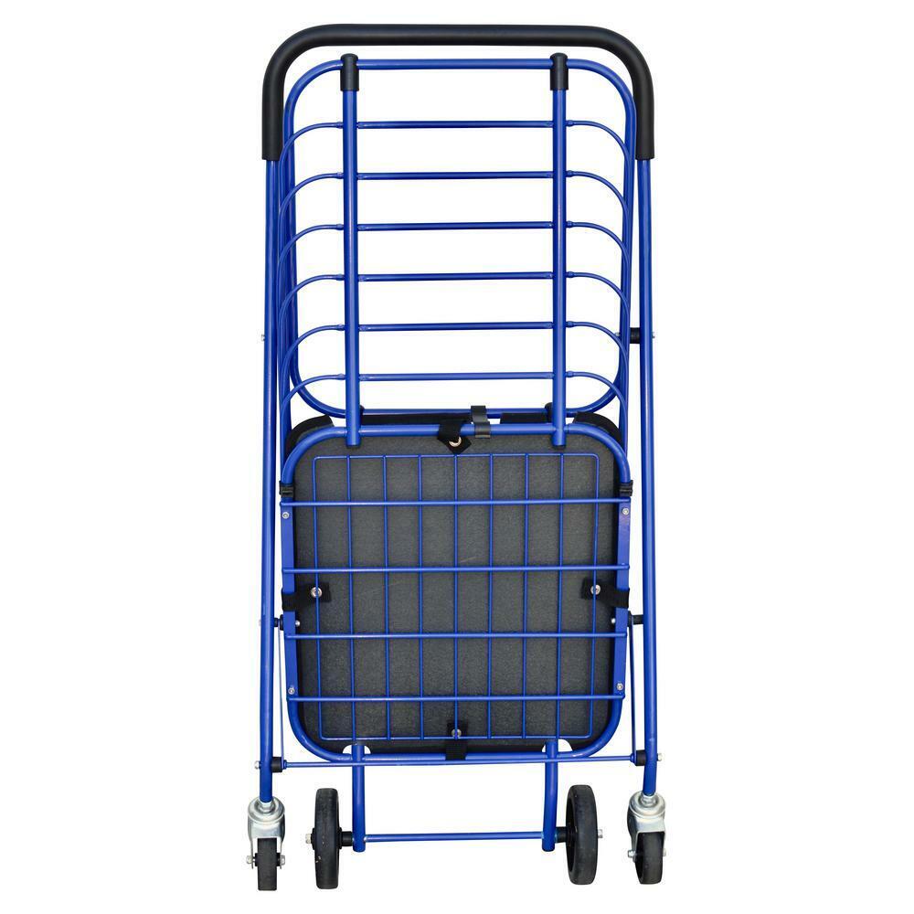 Steel Shopping Cart Blue W/ Accessory Basket W/ Removable Base Support