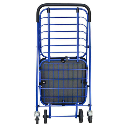 Steel Shopping Cart Blue W/ Accessory Basket W/ Removable Base Support