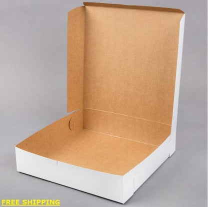 12" x 12" x 2 3/4" White Pie Bakery Box Paperboard Square Disposable 100 Bundle