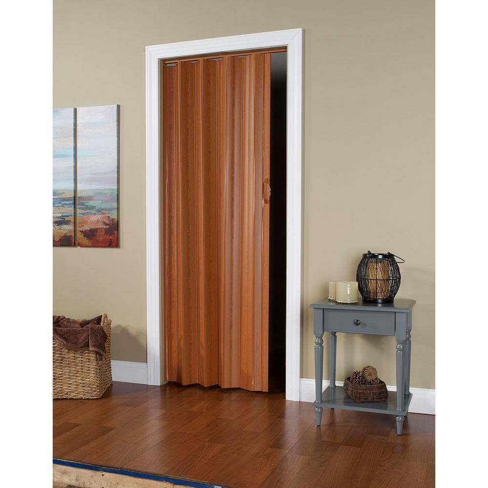 Via 36 in. x 80 in. Fruitwood Vinyl Accordion Door with Hardware