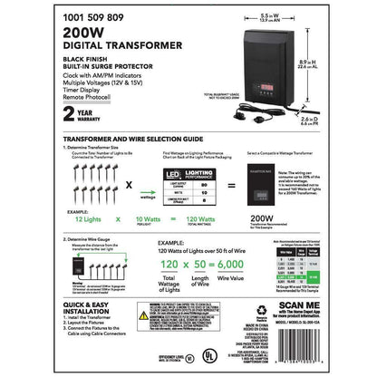 Hampton Bay Low-Voltage 200-Watt Landscape Transformer Weather Durable Outdoor