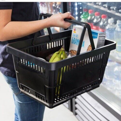 12 PACK Black Plastic Grocery Convenience Store Shopping Baskets Retail Tote