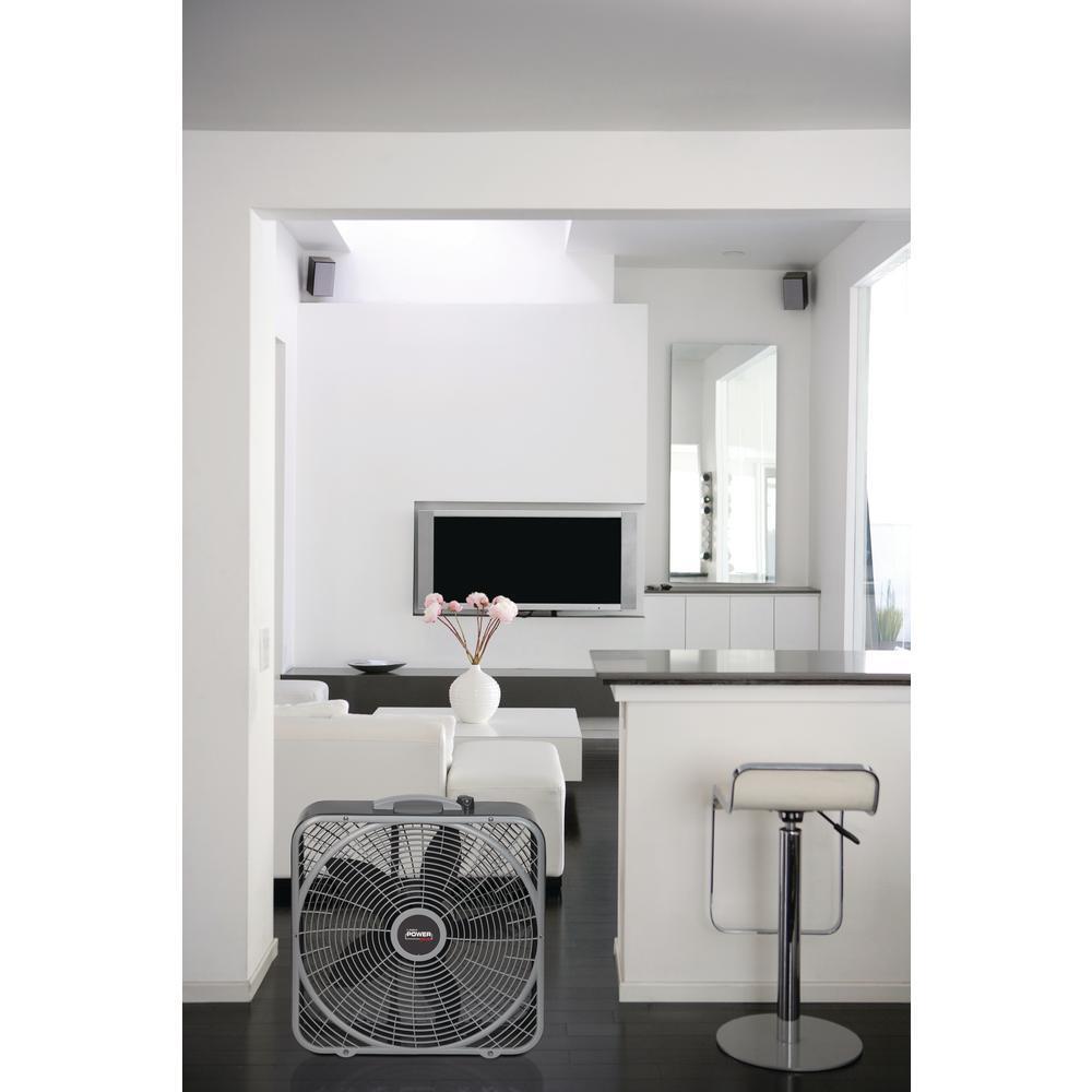 Lasko 20 in. Power Plus Box Fan 3-Speed Floor Steel Indoor Built-in Carry