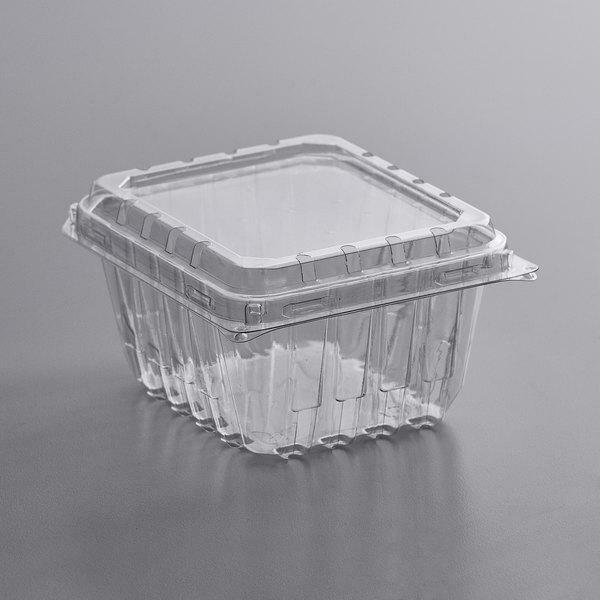 480/Case 1 Pint 5x4 3/8 Clear Square Vented Clamshell Produce/Berry Container