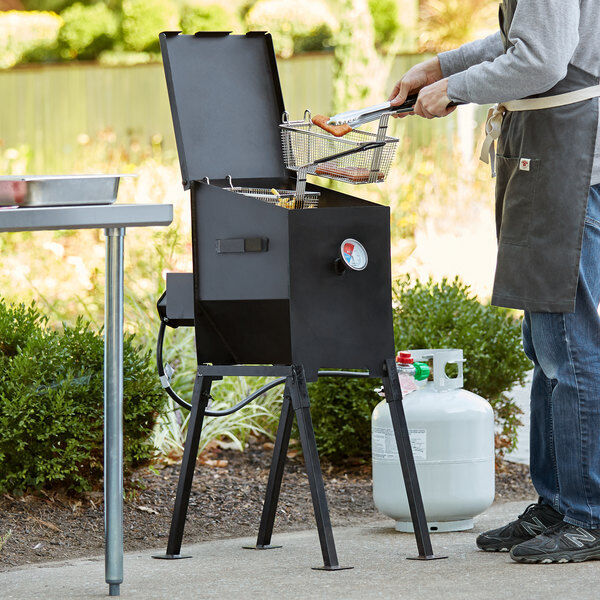 Backyard Pro 4 Gallon Steel Liquid Propane Outdoor Deep Fryer Stationary Stand