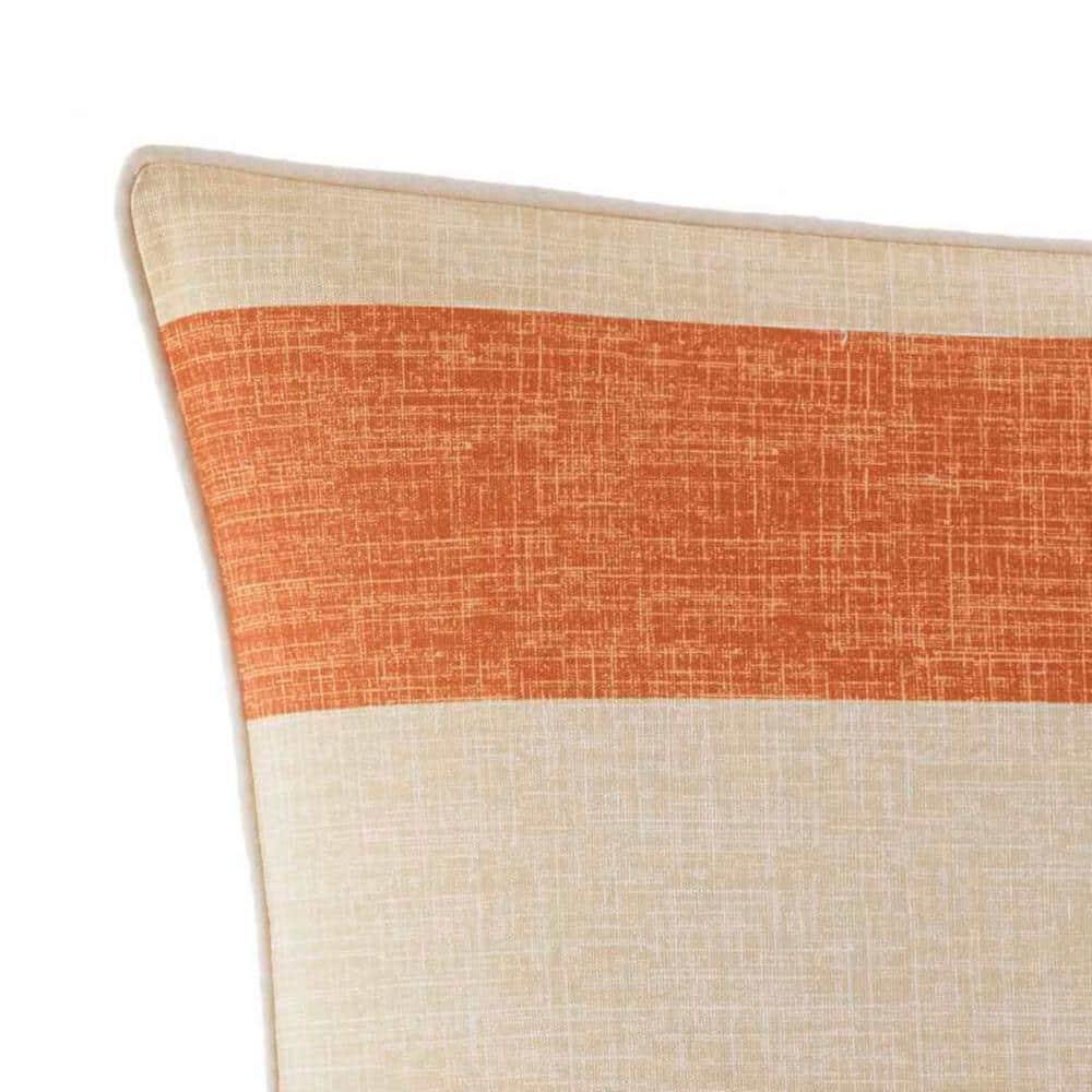 Palmiers Orange Striped Cotton 18 In. X 18 In. Throw Pillow Cushion Couch