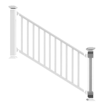 Outdoor Stair Railing Kit White 6 ft. x 36 in. Vinyl Rail Deck Porch Balusters