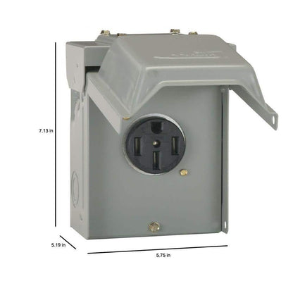 GE 50 Amp Temporary RV Power Outlet Electric Outdoor Receptacle Plug Housing Box