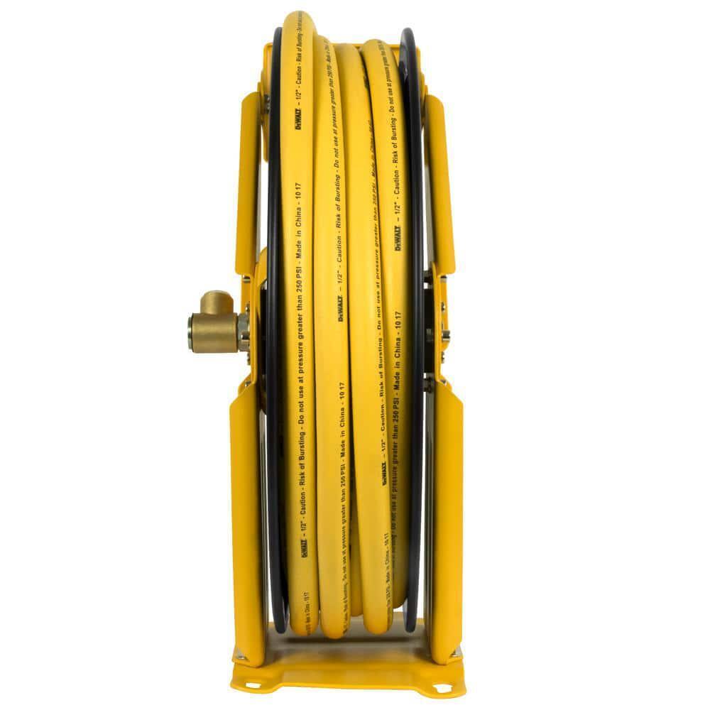 Double Arm Auto Retracting Air Hose Reel 1/2 In. X 50 Ft. Premium Rubber Hose