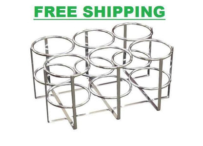 Economy Oxygen 6 Cylinder Rack for E, D or C Cylinders Only Chrome Plated Finish