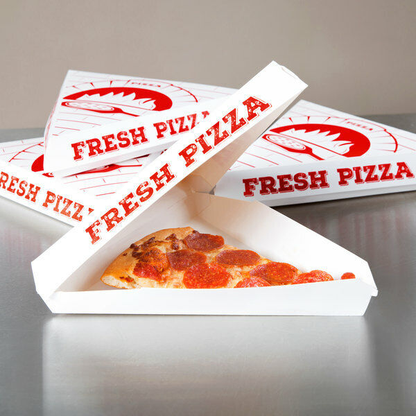 400 Case Choice White Clay Coated Paper Clamshell Pizza Slice Printed Box