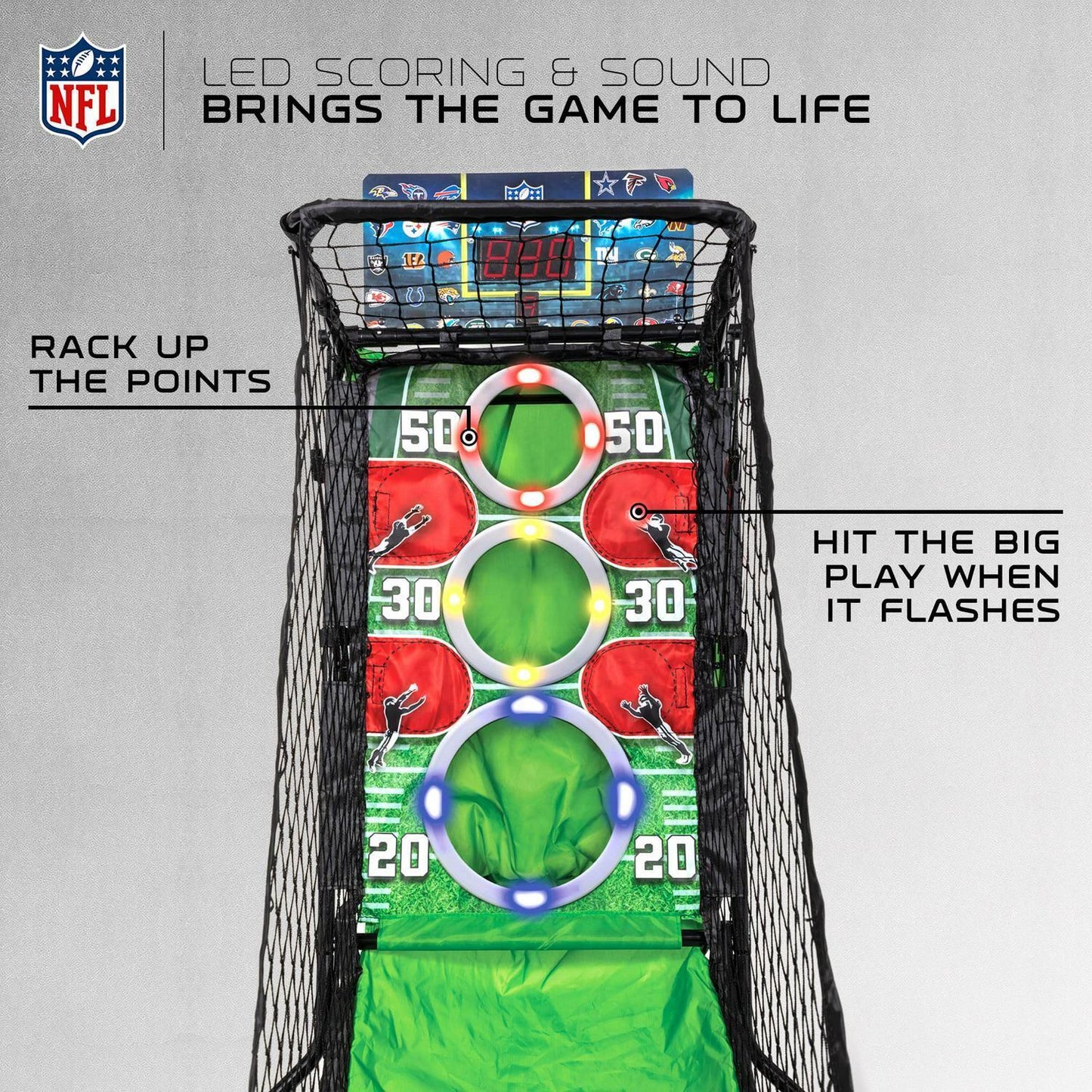 NFL 2-Minute Drill Arcade Football Game with LED Scoring Passing Folding Sports