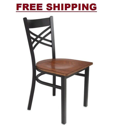 Seating Cross Back Chair Seat Type Restaurant Light Weight Antique Walnut New