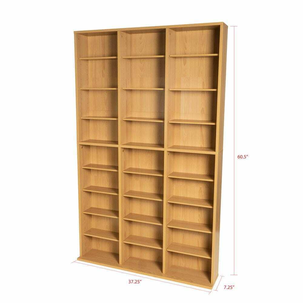 Multimedia Storage Cabinet CD DVD Video Game Rack, Adjustable Shelves Wall Media