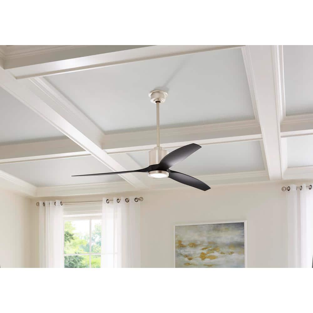 Ceiling Fan With Light Remote Control Kit Large 60" LED Polished Nickel Dimmable