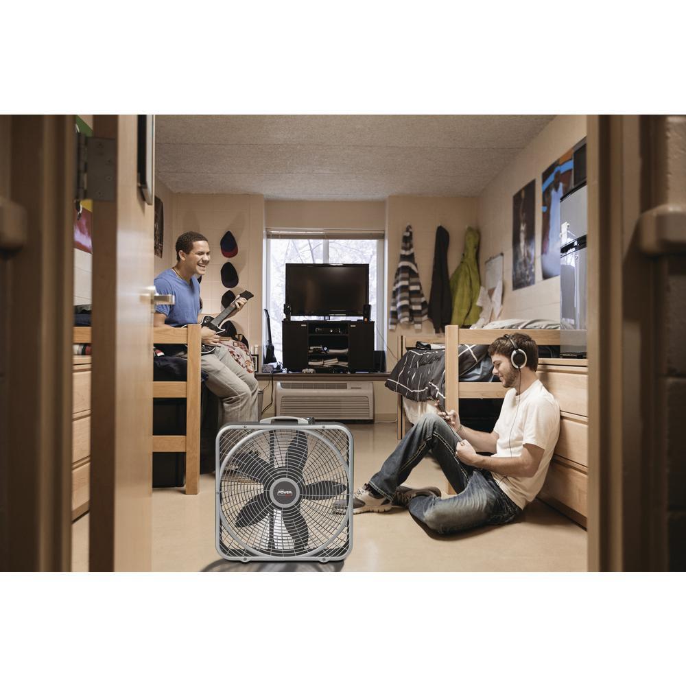 Lasko 20 in. Power Plus Box Fan 3-Speed Floor Steel Indoor Built-in Carry