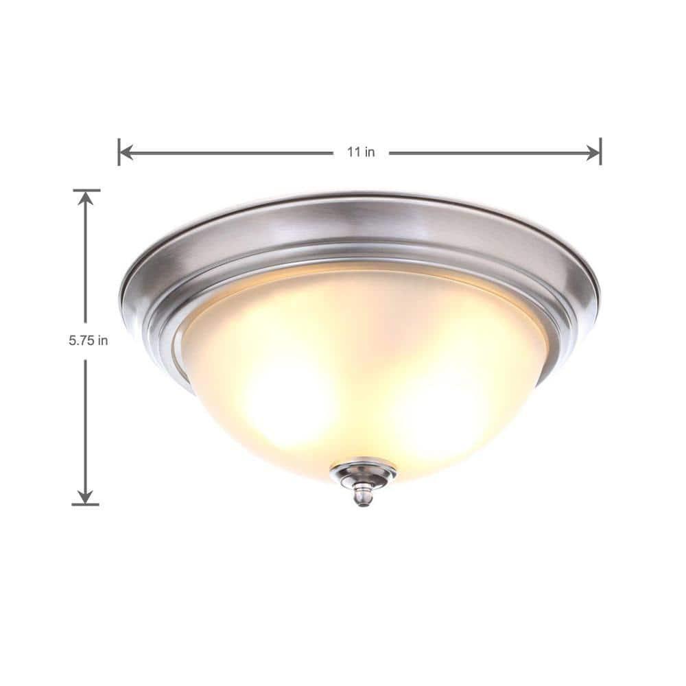 Ceiling Light Fixture Frosted Glass Shade Flush Mount 2-Pack 11" Brushed Nickel