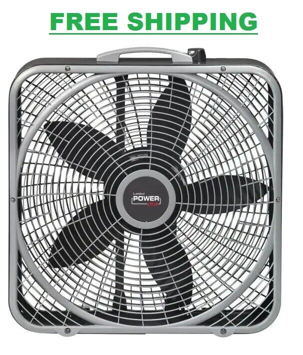 Lasko 20 in. Power Plus Box Fan 3-Speed Floor Steel Indoor Built-in Carry