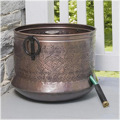 150 Ft Embossed Bronze Antique Finish Hose Holder Pot Storage Container 17Wx14H