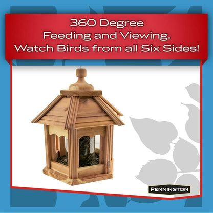 Pennington Cedar Gazebo Wild Bird Feeder, 3 Lb. Hopper Capacity