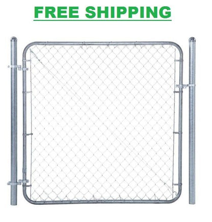 Chain Link Fence Gate Galvanized Metal 6 X 5 ft. Adjustable Single Walk-Through