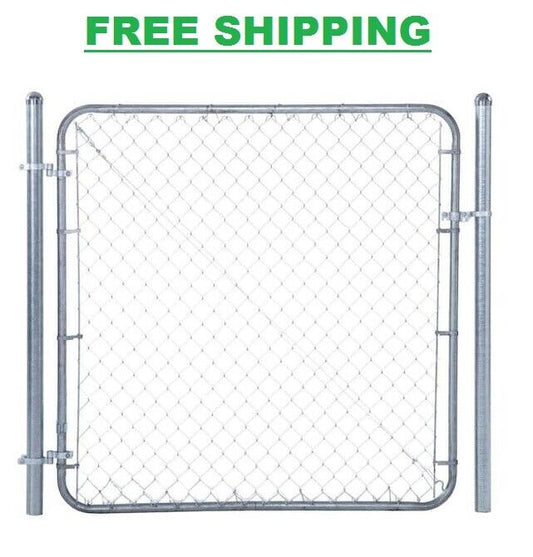 Chain Link Fence Gate Galvanized Metal 6 X 5 ft. Adjustable Single Walk-Through