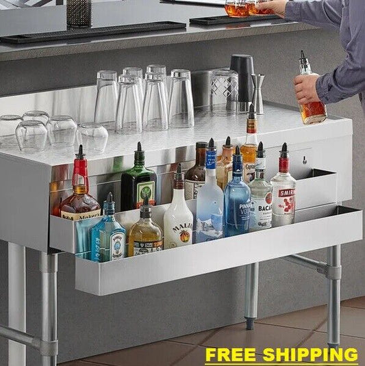 42" Silver Stainless Steel Double Tier Restaurant Bar Liquor Bottle Speed Rail