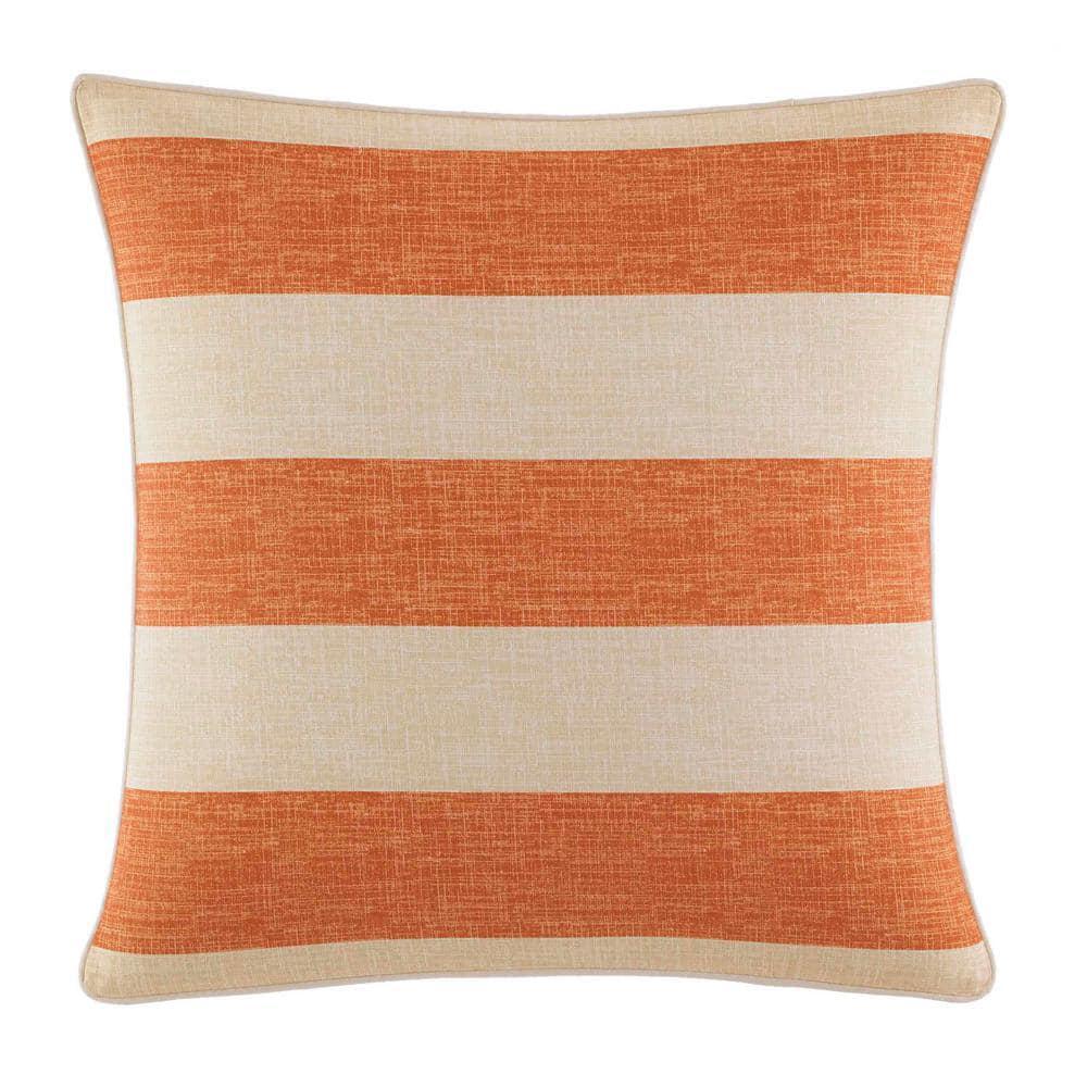 Palmiers Orange Striped Cotton 18 In. X 18 In. Throw Pillow Cushion Couch