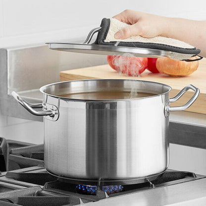 8 Qt. Heavy Duty Silver Stainless Steel Aluminum-Clad Stock Pot with Lid Cover