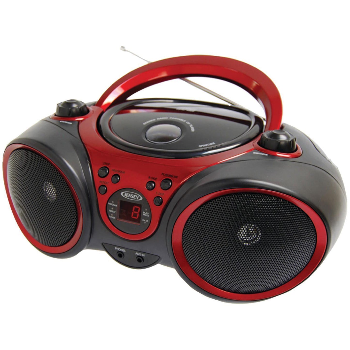 Portable Red Compact Stereo Cd Player with Am/Fm Stereo Radio CD-R/RW Compatible