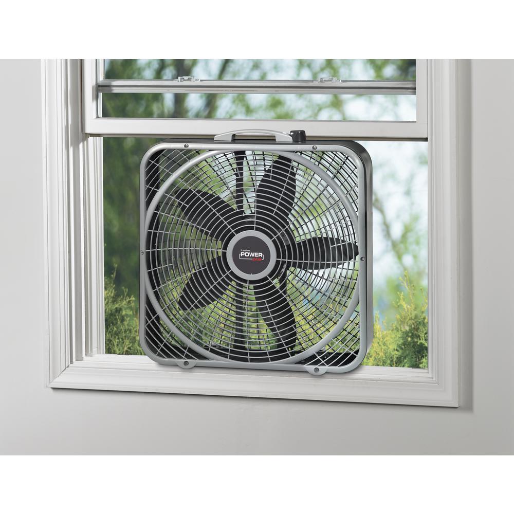 Lasko 20 in. Power Plus Box Fan 3-Speed Floor Steel Indoor Built-in Carry