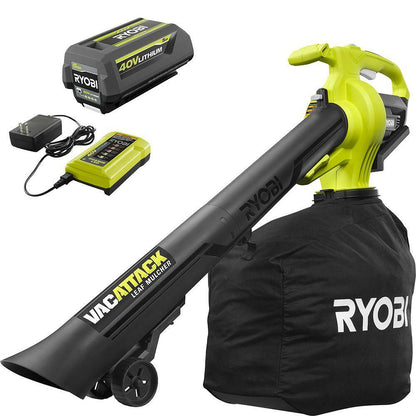 RYOBI Leaf Vacuum/Mulcher 40-Volt Lithium-Ion Cordless Battery/Charger Included